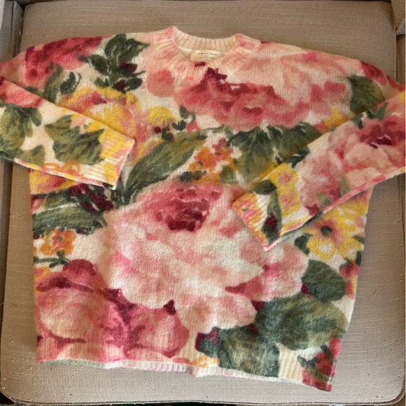 BEST Sezane Clarissa Jumper - London Bouquet Sweater Floral French Knit Causal - Picture 6 of 10